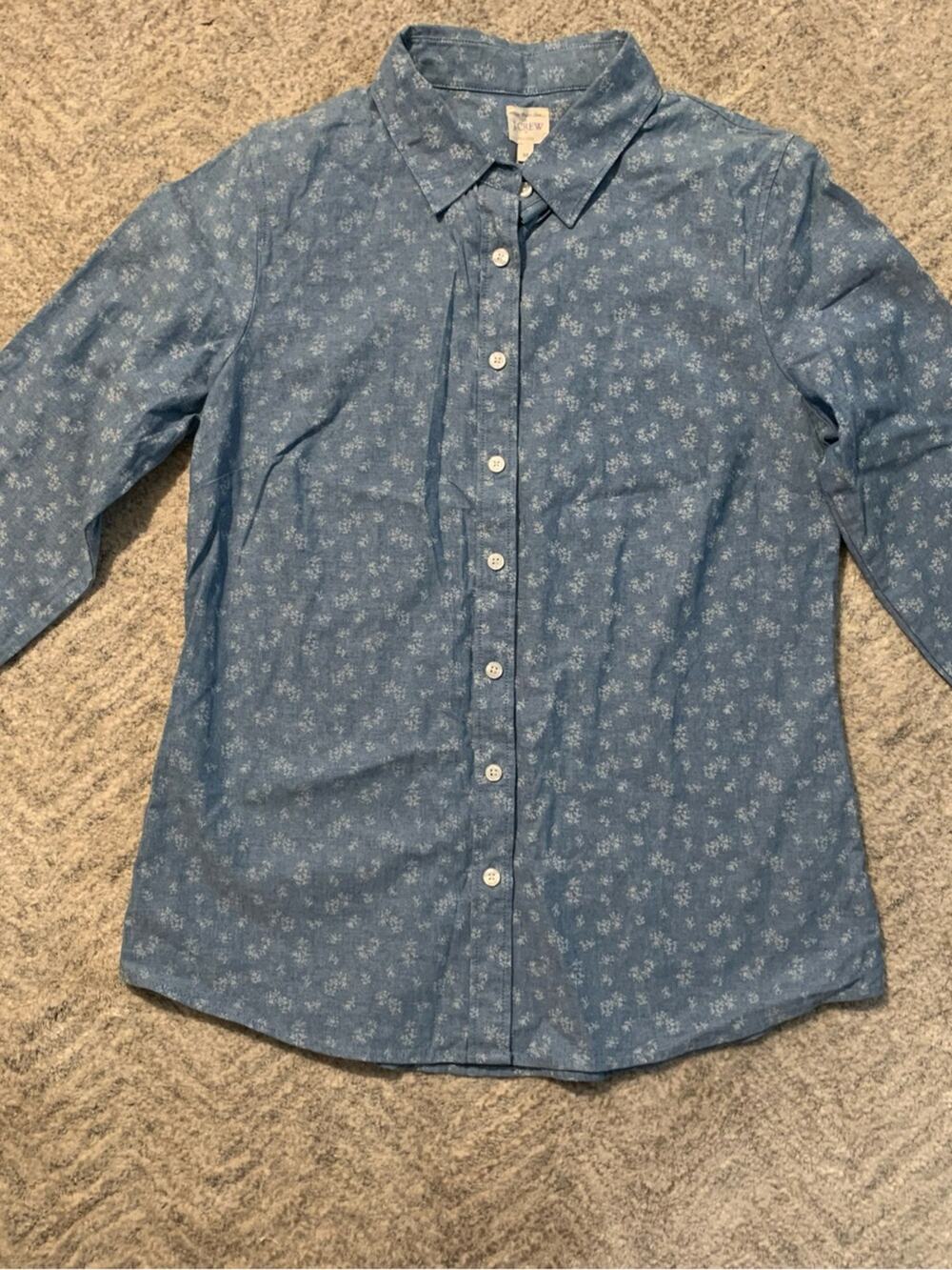 J. Crew Blue Floral Button-Up Top